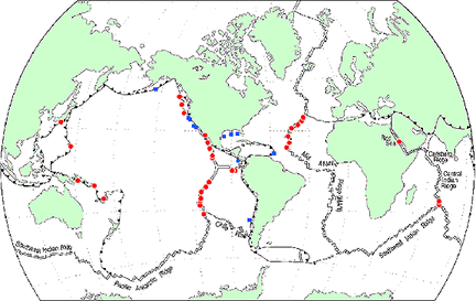 Locations of known hydrothermal vents in the world.
